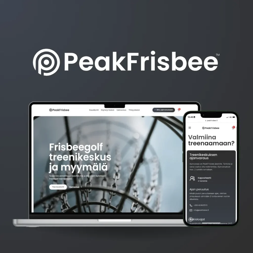 PeakFrisbee Verkkosivut Veeti Sebastian Portfolio